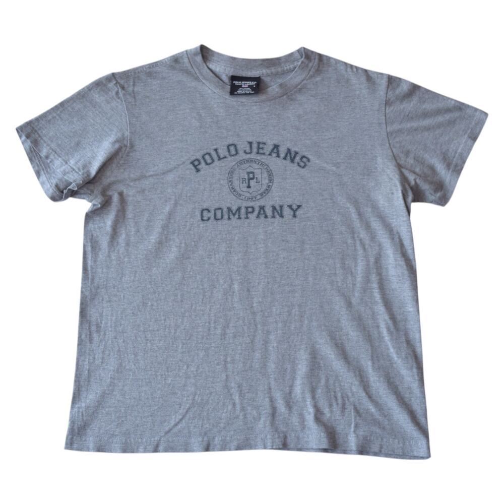 Vintage Polo Jeans Co. Ralph Lauren T-Shirt Small | 90s Y2K Gray Graphic Tee